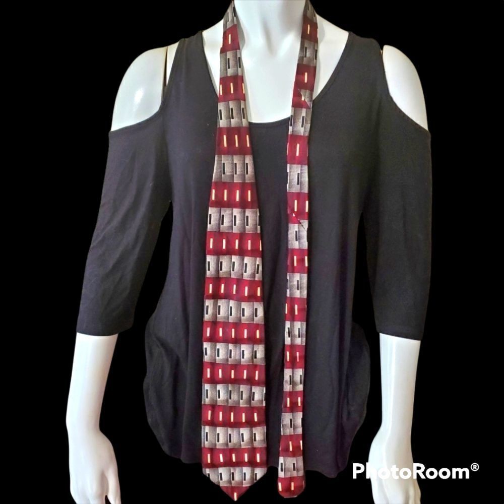 Valerio Garati Red, Gray, Black, & Cream Silk Tie